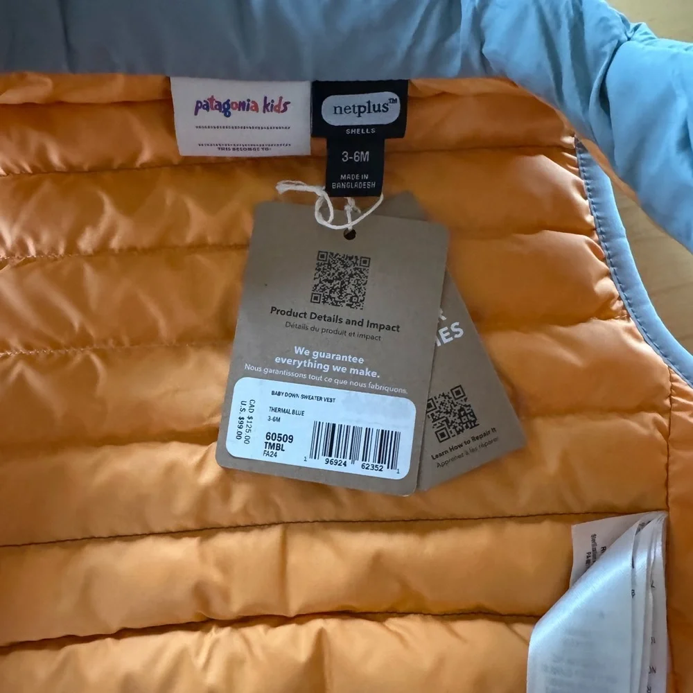 Patagonia Kids' Blue and Gray Puffer Vest - Picture 3 of 4